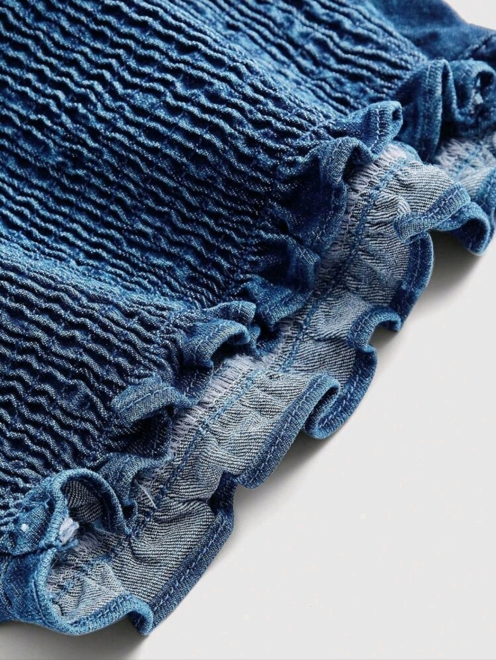 SHEIN Blue Denim Ruffle Halter Corset Cami - Picture 4 of 4